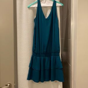 Teal Amanda Uprichard dress with ruffled bottom